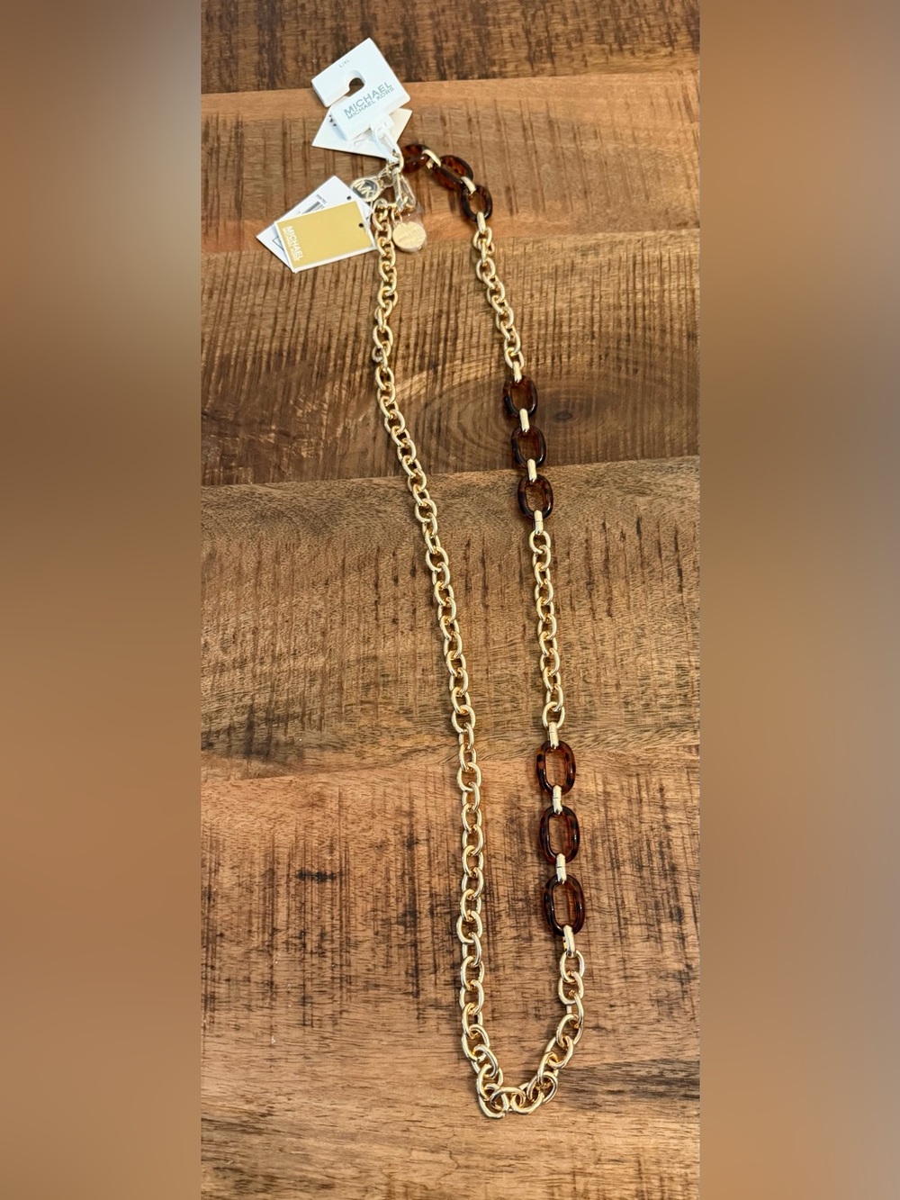 Michael Kors Gold-Tone Chain Belt with Tortoise Links Size L/XL NWT